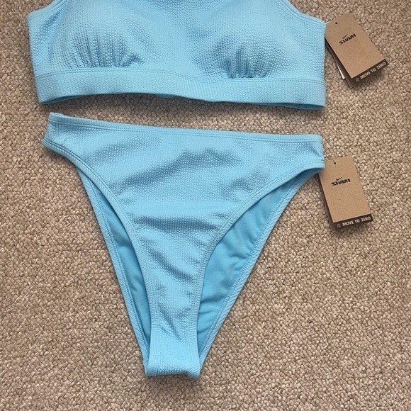 Nike Women’s Swim 2 Piece Light Blue Bikini Matching Swim Set Sz L NWT - Picture 3 of 8